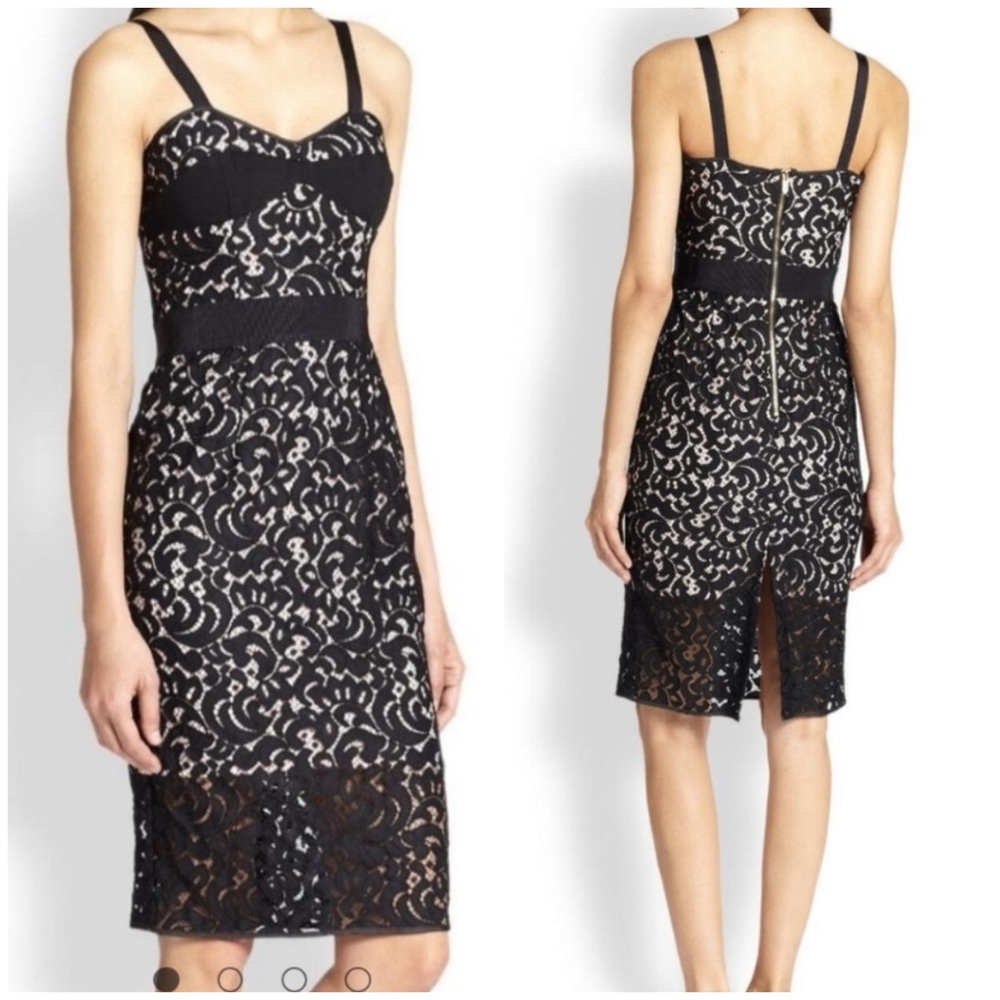 Milly Black Lace Bustier Dress 6